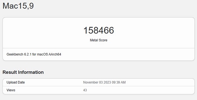 نتایج عملکرد تراشه M3 Max در تستهای Metal