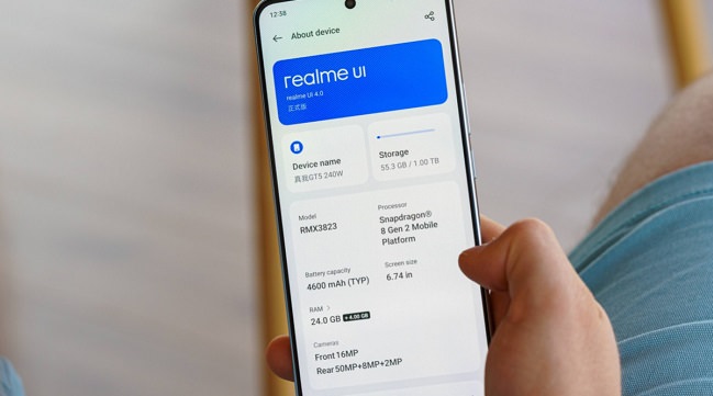 رکوردشکنی گوشی Realme GT5 Pro در زمینه روشنایی صفحه‌نمایش