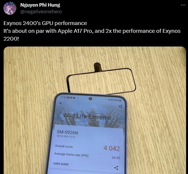 عملکرد Exynos 2400 در آزمایش‌های سنگین