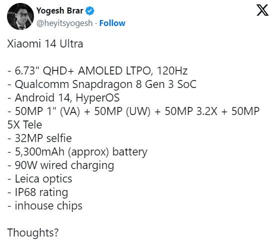 گوشی پرچمدار Xiaomi 14 Ultra