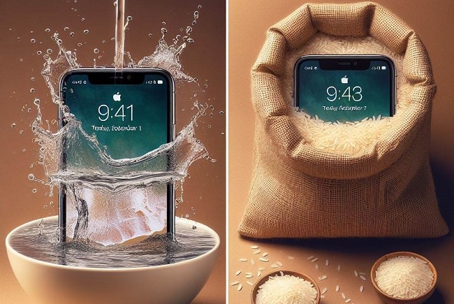 استفاده از کیسه برنج برای گوشی آب خورده