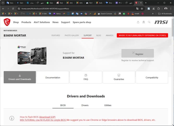 سایت سازنده مادربرد را برای دانستن CPU های پشتیبانی شده بررسی کنید