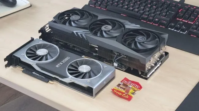 تفاوت اندازه RTX 2080 و RTX 4090