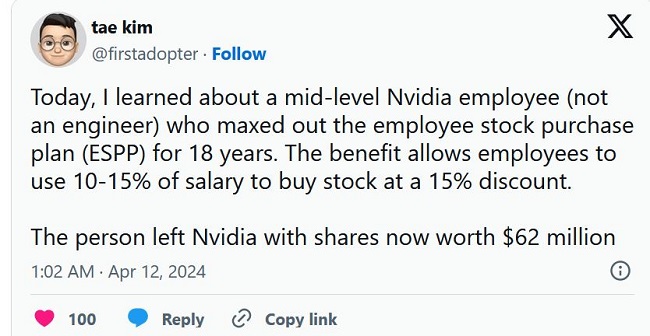 ثروت کارمند میان رده انویدیا