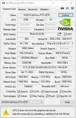 گونه های مختلف  GeForce RTX 4070