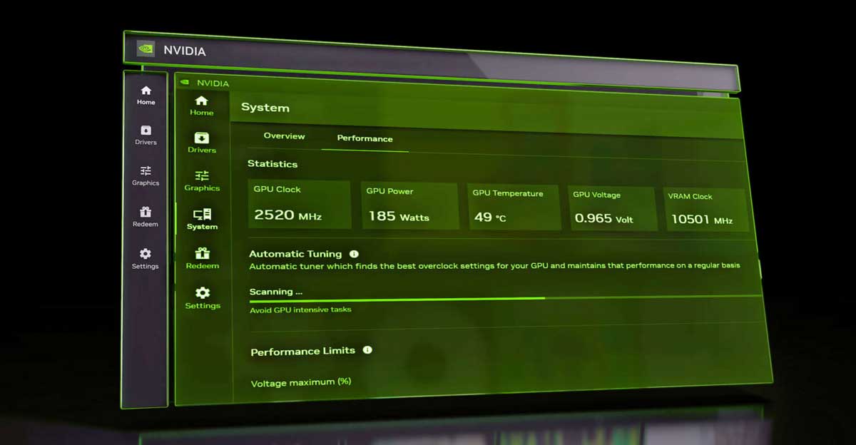 اورکلاک خودکار Nvidia app