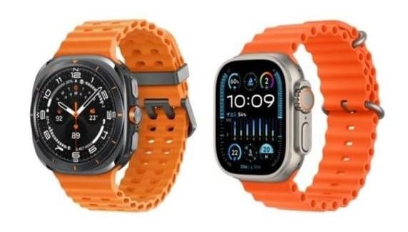 گلکسی واچ اولترا سامسونگ (چپ) در مقابل اپل واچ اولترا (راست)
