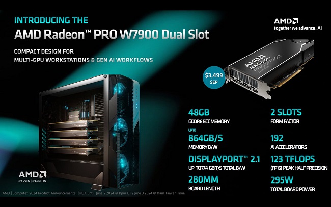 مشخصات کارت گرافیک Radeon Pro W7900 Dual Slot AMD