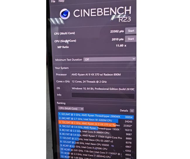 نتایج بنچمارک پردازنده Ryzen AI 9 HX 370