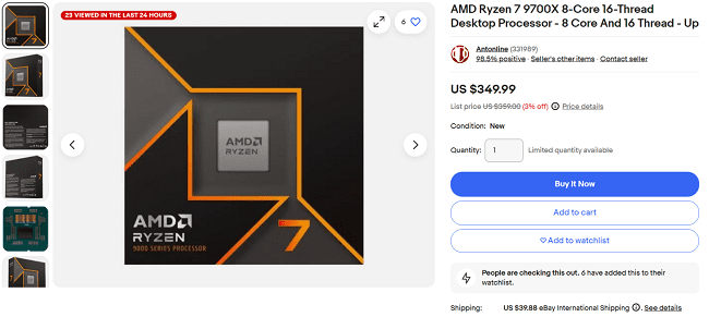 کاهش قیمت پردازنده Ryzen 7 9700X