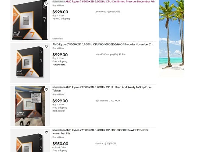 افزایش قیمت پردازنده Ryzen 7 9800X3D در بازارهای سیاه به 1000 دلار