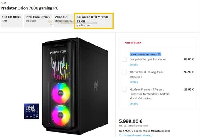قیمت کیس گیمینگ RTX 5090