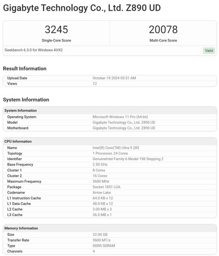 بنچمارک core ultra 9
