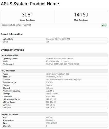 مشخصات پردازنده اینتل