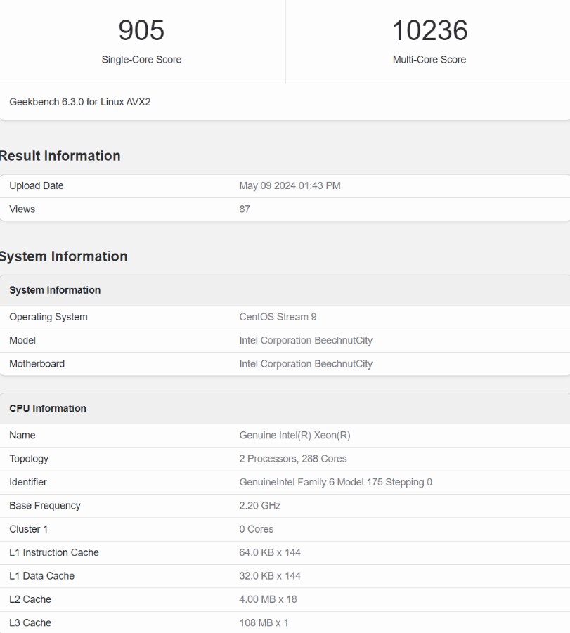 مشخصات و بنچمارک پردازنده Sierra Forest Xeon 6E اینتل