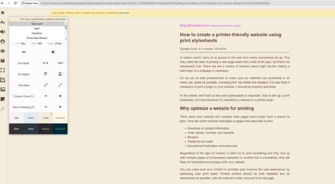 اکستنشن Reader View