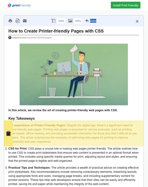 استفاده از ابزارهای حذف تبلیغات برای چاپ