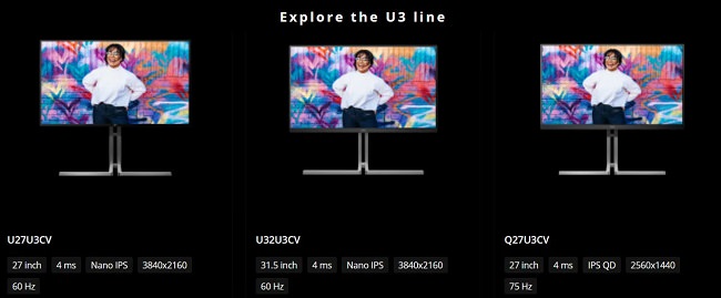 مانیتورهای سری U3 Graphic Pro از برند AOC