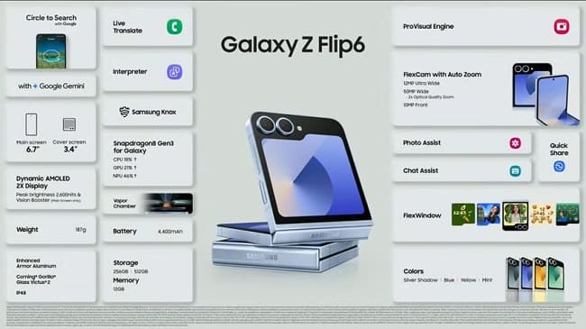 گوشی تاشوی Galaxy Z Flip 6 سامسونگ معرفی شد