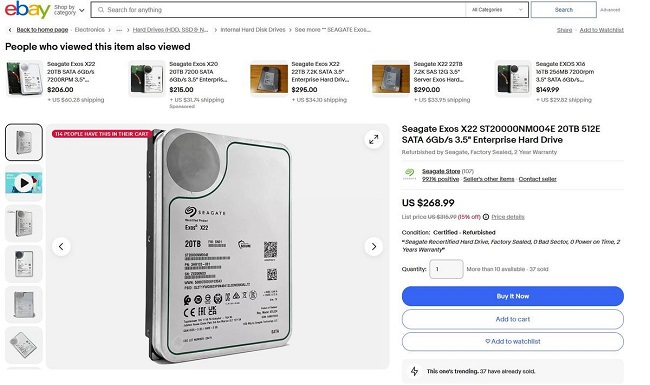 فروش هارد دیسک‌های ریفربیش و بازسازی‌شده توسط Seagate در eBay