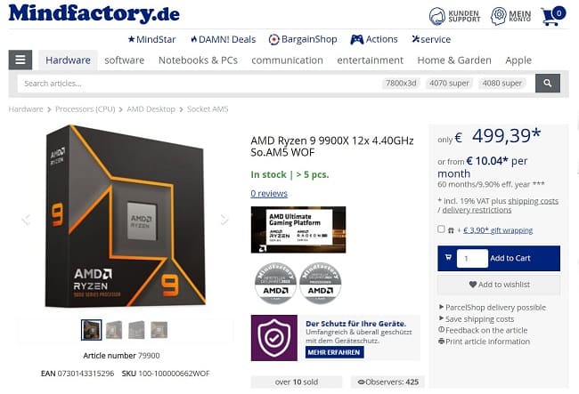 پردازنده Ryzen 9 9900X از راه نرسیده در برخی فروشگاه‌ها ارزان شد