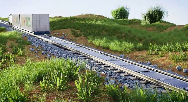 تولید انرژی خورشیدی از فضای بین ریلهای قطار