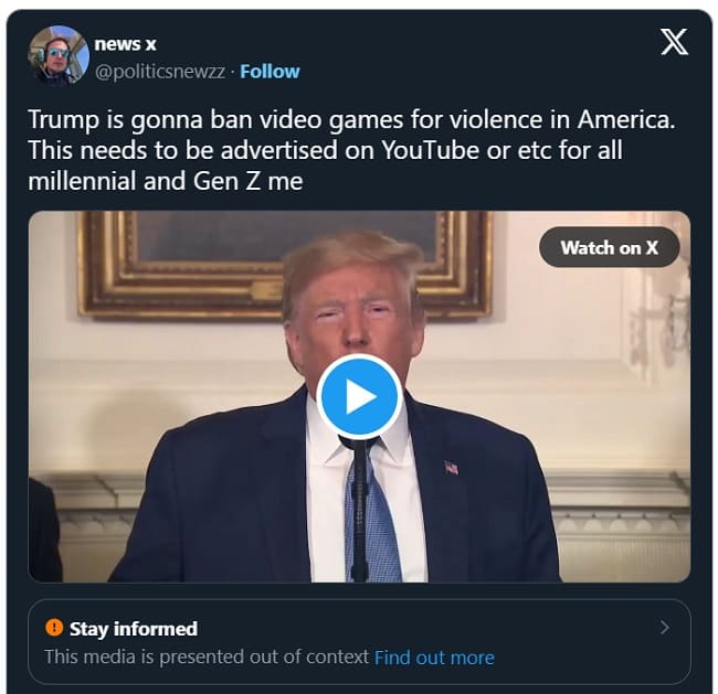 ترامپ علیه بازیهای خشونت آمیز