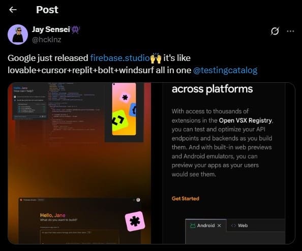 گوگل Firebase Studio