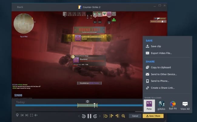 تصویری از قابلیت Game Recording استیم
