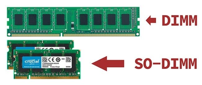 ماقیسه اندازه ماژول حافظه رم DIMM و SODIMM