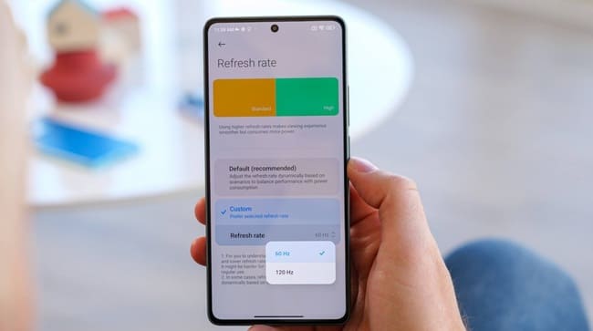 تنظیمات Refresh rate در Note 13 Pro 4G