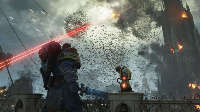 یکی از نبردهای عظیم Space Marine 2