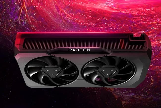 کارت گرافیک 8 گیگ RX 7600 با پس زمینه قرمز