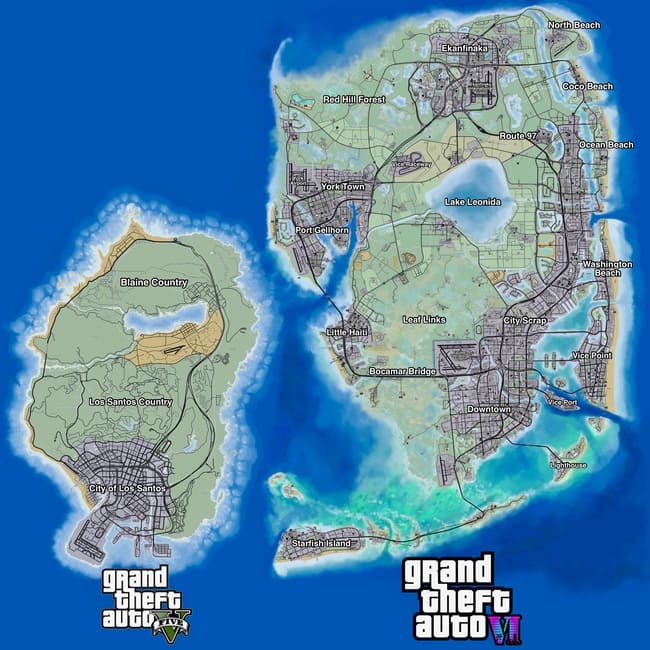 نقشه های بازی GTA vi و GTA v
