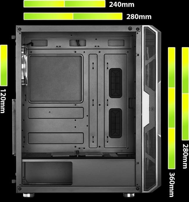 اندازه خنک کننده پشتیبانی شده توسط کیس GREEN GRIFFIN  G9