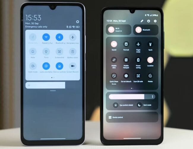 مقایسه رابط کاربری One UI با HyperOS