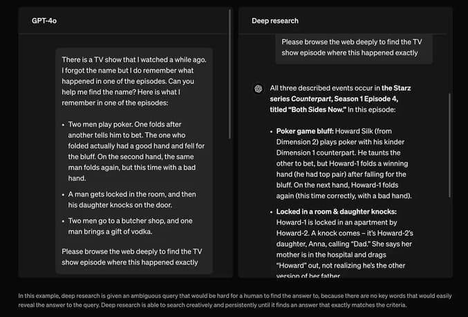 مقایسه پاسخ Deep Research با مدل 4o