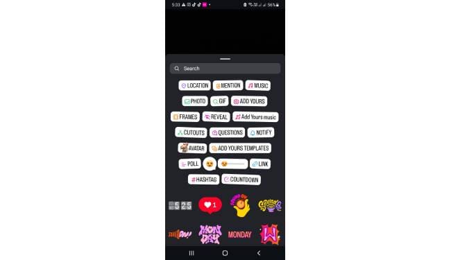 بالا بردن تایم استوری با انواع استیکر