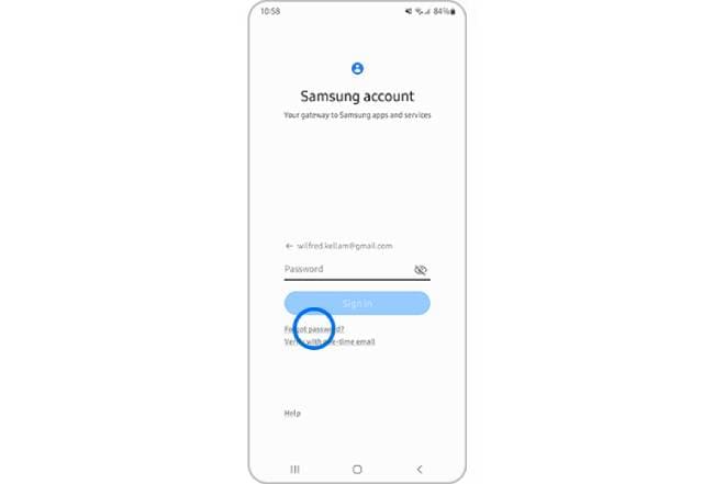 بازیابی رمز عبور اکانت سامسونگ