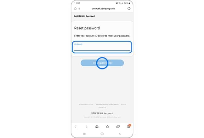 فراموش کردن رمز اکانت سامسونگ
