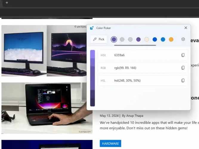ابزار Color Picker پاورتویز ویندوز