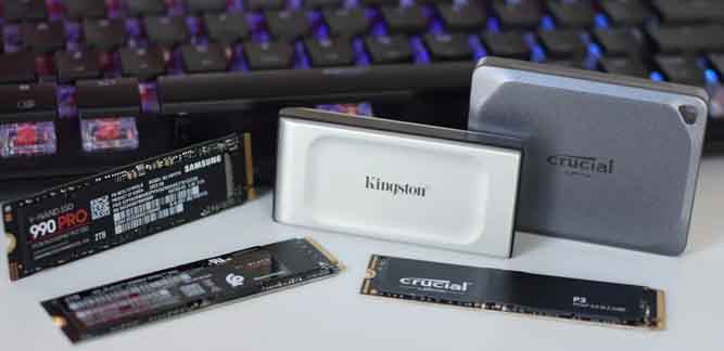 انواع حافظه SSD در کنار هم
