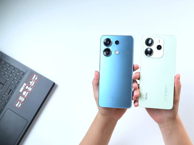 گوشی ردمی نوت 13 در کنار ردمی نوت 14 شیائومی