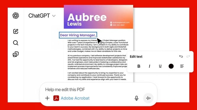 ویرایش فایل PDF با Adobe Acrobat در ChatGPT