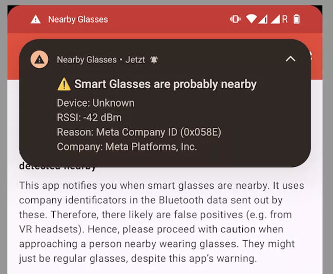 برنامه Nearby Glasses برای اندروید