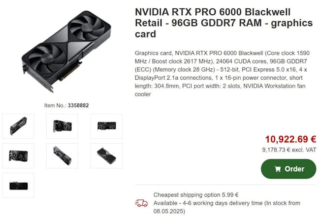 قیمت کارت گرافیک RTX Pro 6000 Blackwell