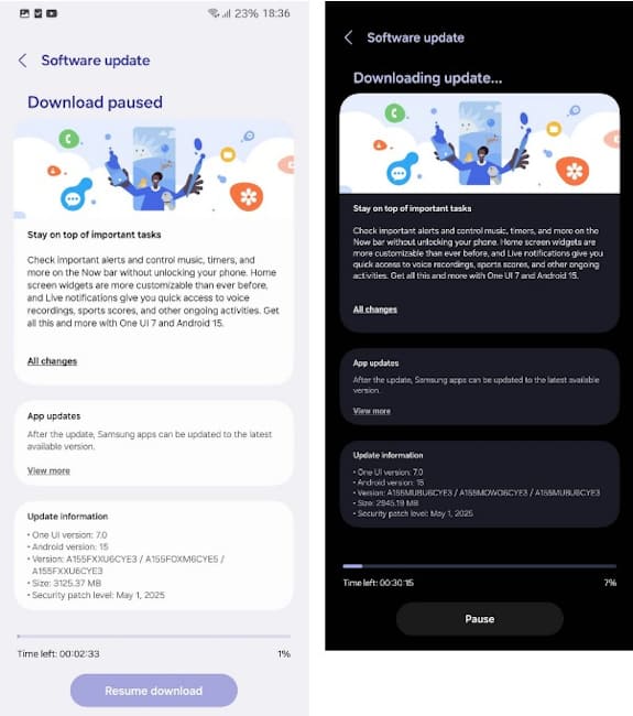 آپدیت One UI 7