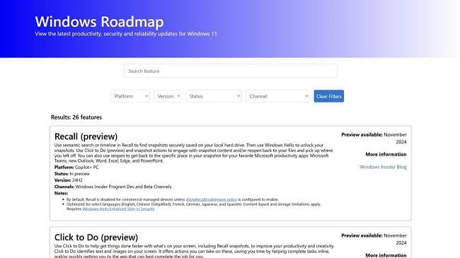 قابلیت Windows Roadmap ویندوز 11 معرفی شد