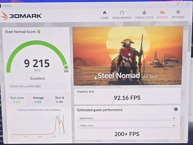 نتایج بنچمارک درایور گرافیکی 576.02 انویدیا