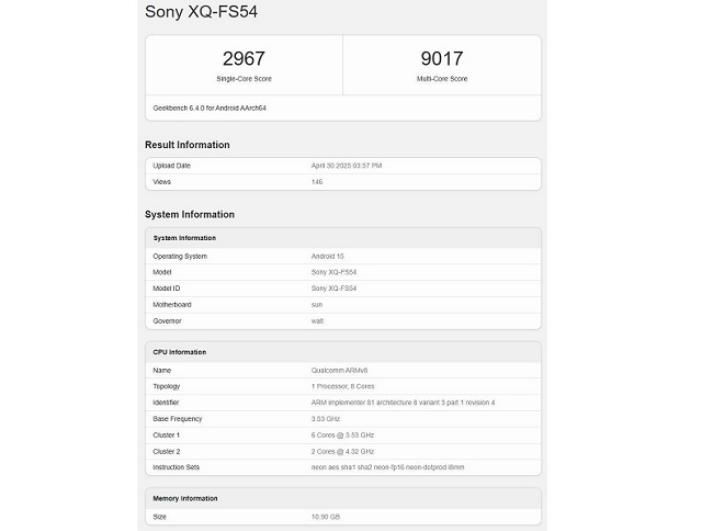 نتایج بنچمارک گوشی Xperia 1 VII سونی